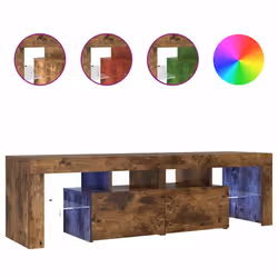 vidaXL Mobile Porta TV con Luci LED Rovere Fumo 60x38,5x48 cm - Vista aggiuntiva 2