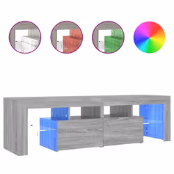 vidaXL Mobile Porta TV con Luci LED grigio sonoma 140x36,5x40 cm - Vista aggiuntiva 2