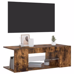 vidaXL Mobile Porta TV con Luci LED Rovere Fumo 90x39x30 cm - Vista aggiuntiva 3
