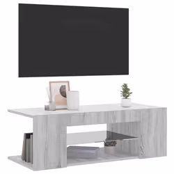 vidaXL Mobile Porta TV con Luci LED Grigio Sonoma 90x39x30 cm - Vista aggiuntiva 3
