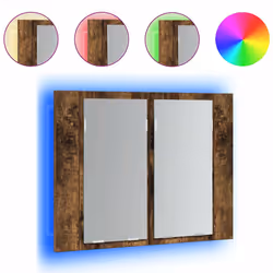 Mobile a Specchio LED Rovere Fumo 60x12x45 cm Legno Multistratocod mxl 94779 - Vista aggiuntiva 2