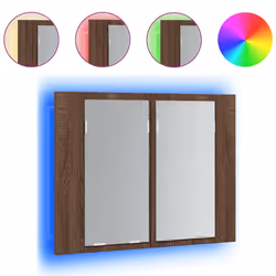 vidaXL Mobile Specchio LED Rovere Marrone 60x12x45cm Legno Multistrato - Vista aggiuntiva 2