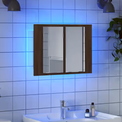 vidaXL Mobile Specchio LED Rovere Marrone 60x12x45cm Legno Multistrato - Vista aggiuntiva 3