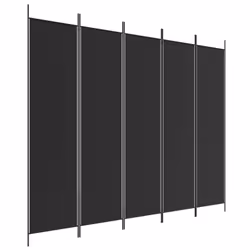 vidaXL Divisorio 5 Pannelli Nero 250x200 cm Tessuto - Vista aggiuntiva 2