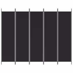 vidaXL Divisorio 5 Pannelli Nero 250x200 cm Tessuto - Vista aggiuntiva 3