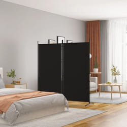 Paravento, Divisorio a 2 Pannelli Nero 175x180 cm in Tessuto Vidaxl