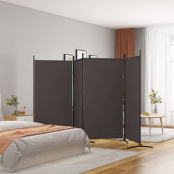 Paravento, Divisorio a 4 Pannelli Marrone 346x180 cm in Tessuto Vidaxl