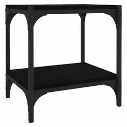 vidaXL Mobile Porta TV Nero 40x33x41 cm in Legno Multistrato e Acciaio - Vista aggiuntiva 2