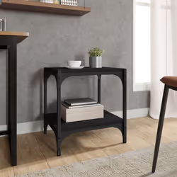 vidaXL Mobile Porta TV Nero 40x33x41 cm in Legno Multistrato e Acciaio - Vista aggiuntiva 3