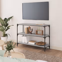 vidaXL Libreria Grigio Sonoma 100x33x70,5 cm Legno Multistrato Acciaio - Vista aggiuntiva 3