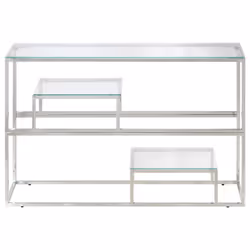 Tavolino Consolle Argento Acciaio Inossidabile Vetro Temperatocod mxl 110301