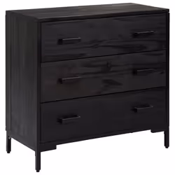 vidaXL Cassettiera Nera 75x35x70 cm in Legno Massello di Pino - Vista aggiuntiva 2