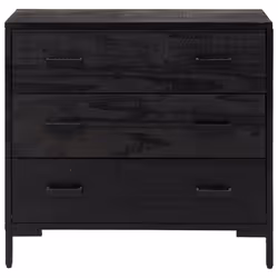 vidaXL Cassettiera Nera 75x35x70 cm in Legno Massello di Pino - Vista aggiuntiva 3