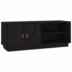 vidaXL Mobile Porta TV Nero 105x34x40 cm in Legno Massello di Pino - Vista aggiuntiva 2