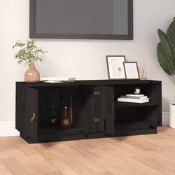 vidaXL Mobile Porta TV Nero 105x34x40 cm in Legno Massello di Pino - Vista aggiuntiva 3