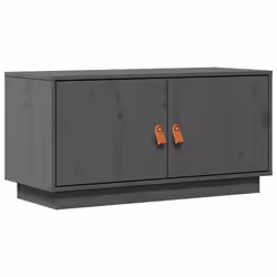 vidaXL Mobile Porta TV Grigio 80x34x40 cm in Legno Massello di Pino - Vista aggiuntiva 2
