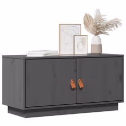 vidaXL Mobile Porta TV Grigio 80x34x40 cm in Legno Massello di Pino - Vista aggiuntiva 3