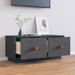 vidaXL Mobile Porta TV Grigio 80x34x35 cm in Legno Massello di Pino - Vista aggiuntiva 3