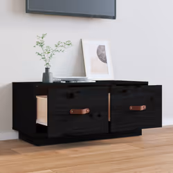 vidaXL Mobile Porta TV Nero 80x34x35 cm in Legno Massello di Pino - Vista aggiuntiva 3