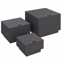 vidaXL Contenitori Portaoggetti Coperchi 3pz Grigi Legno Massello Pino - Vista aggiuntiva 2