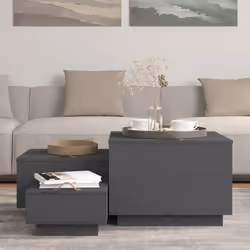 vidaXL Contenitori Portaoggetti Coperchi 3pz Grigi Legno Massello Pino - Vista aggiuntiva 3