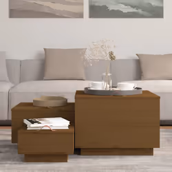 vidaXL Contenitori Portaoggetti Coperchi 3pz ambra Legno Massello Pino - Vista aggiuntiva 3