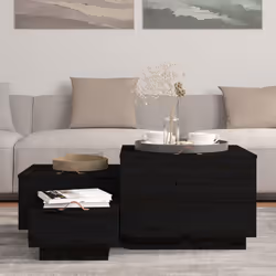 vidaXL Contenitori Portaoggetti Coperchi 3pz Neri Legno Massello Pino - Vista aggiuntiva 3