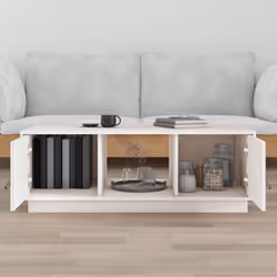 vidaXL Tavolino da Salotto Bianco 100x50x35 cm Legno Massello di Pino - Vista aggiuntiva 3