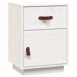 vidaXL Comodino Bianco 40x34x55 cm in Legno Massello di Pino - Vista aggiuntiva 2