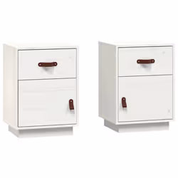 vidaXL Comodini Bianchi 2 pz 40x34x55 cm in Legno Massello di Pino - Vista aggiuntiva 2
