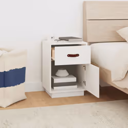 vidaXL Comodini Bianchi 2 pz 40x34x55 cm in Legno Massello di Pino - Vista aggiuntiva 3