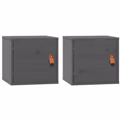 vidaXL Pensili 2pz Grigi 31,5x30x30 cm in Legno Massello di Pino - Vista aggiuntiva 2