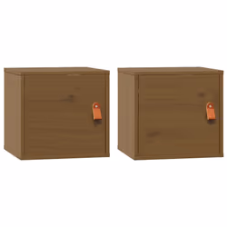 vidaXL Pensili 2pz Marrone Ambra31,5x30x30cm in Legno Massello di Pino - Vista aggiuntiva 2