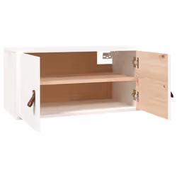 VidaXL 818367 scaffale Pino, Ecopelle Bianco - Vista aggiuntiva 5