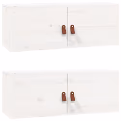 vidaXL Pensili 2 pz Bianchi 80x30x30 cm in Legno Massello di Pino - Vista aggiuntiva 2