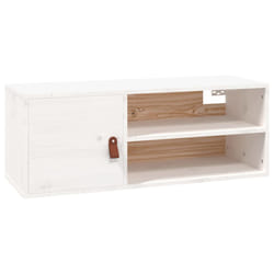 VidaXL 818387 scaffale Pino, Ecopelle Bianco