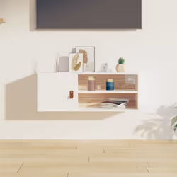 VidaXL 818387 scaffale Pino, Ecopelle Bianco
