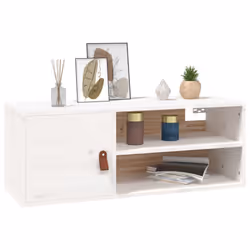VidaXL 818387 scaffale Pino, Ecopelle Bianco - Vista aggiuntiva 4