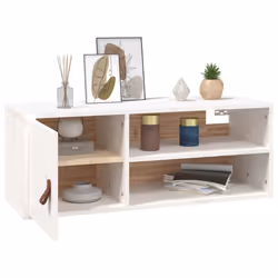 VidaXL 818387 scaffale Pino, Ecopelle Bianco - Vista aggiuntiva 5