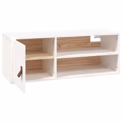 VidaXL 818387 scaffale Pino, Ecopelle Bianco - Vista aggiuntiva 7