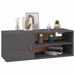 VidaXL 818389 scaffale Pino, Ecopelle Grigio - Vista aggiuntiva 4