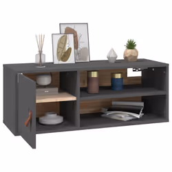 VidaXL 818389 scaffale Pino, Ecopelle Grigio - Vista aggiuntiva 5