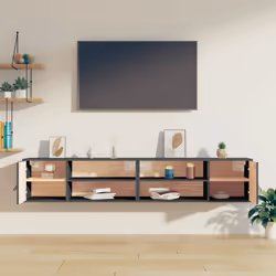 vidaXL Pensili 2 pz Grigi 80x30x30 cm in Legno Massello di Pino - Vista aggiuntiva 3