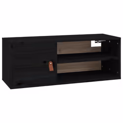 vidaXL Pensile Nero 80x30x30 cm in Legno Massello di Pino - Vista aggiuntiva 2