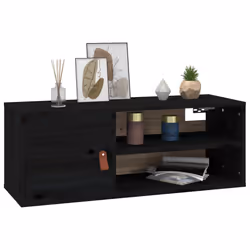 VidaXL 818394 scaffale Pino, Ecopelle Nero - Vista aggiuntiva 4
