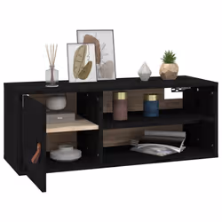 VidaXL 818394 scaffale Pino, Ecopelle Nero - Vista aggiuntiva 5