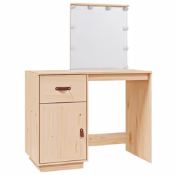 vidaXL Toeletta con LED 95x50x133,5 cm in Legno Massello di Pino - Vista aggiuntiva 2