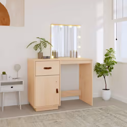 vidaXL Toeletta con LED 95x50x133,5 cm in Legno Massello di Pino - Vista aggiuntiva 3