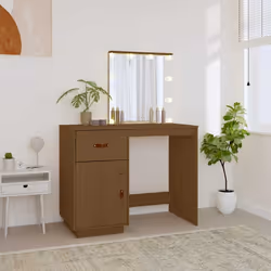 vidaXL Toeletta con LED ambra 95x50x133,5cm in Legno Massello di Pino - Vista aggiuntiva 3