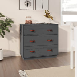 vidaXL Credenza Grigia 80x40x75 cm in Legno Massello di Pino